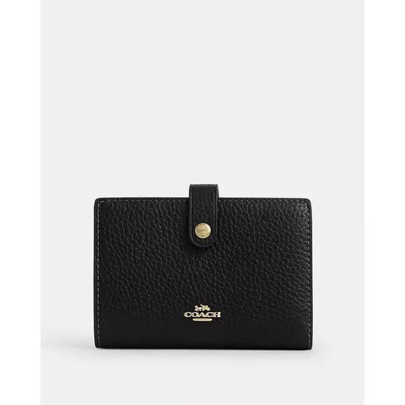 NWT Coach 2-in-1 Wallet Soft pebble Leather CCL70 Gold/Black - Picture 7 of 11